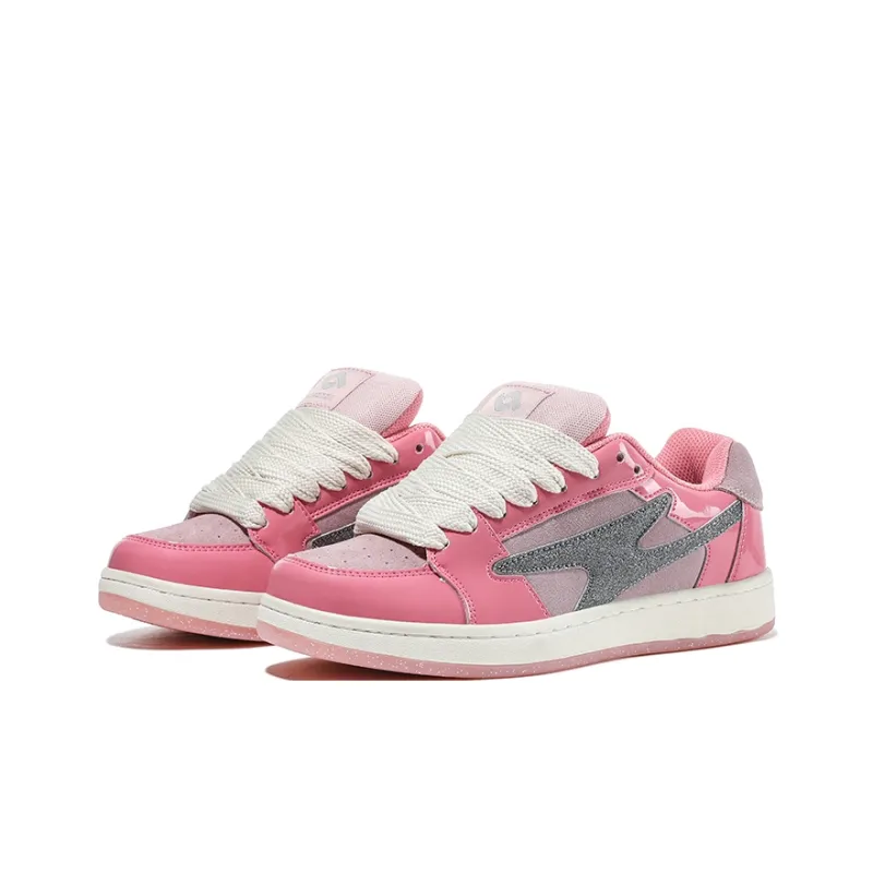HOMDOON Puffy Shoes Anti Slip Wear Resistant Low Top Skateboard Shoes Unisex Fuchsia-2