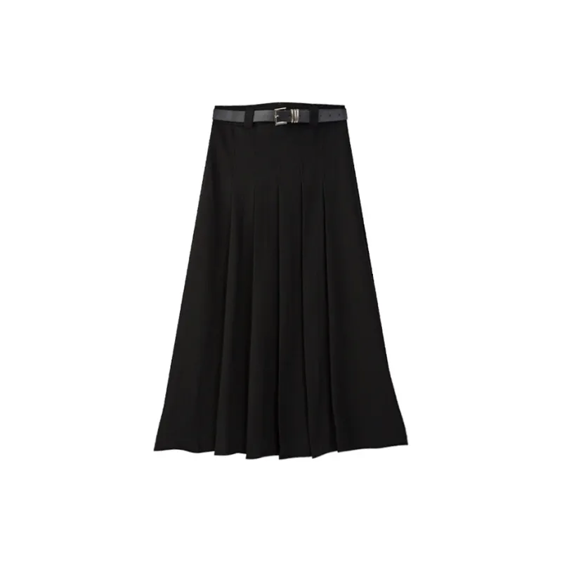 Pa33word Casual Long Skirt Women's Gray-5