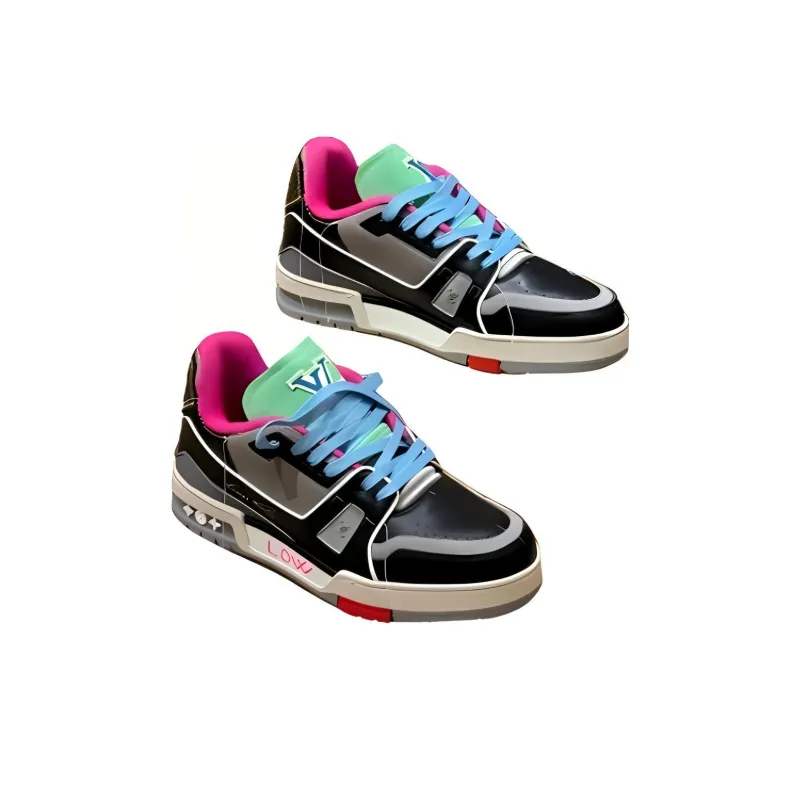 LOUIS VUITTON Trainer Thailand Limited Wear Resistant Low Top Skateboard Shoes Unisex Black Gray Color-2