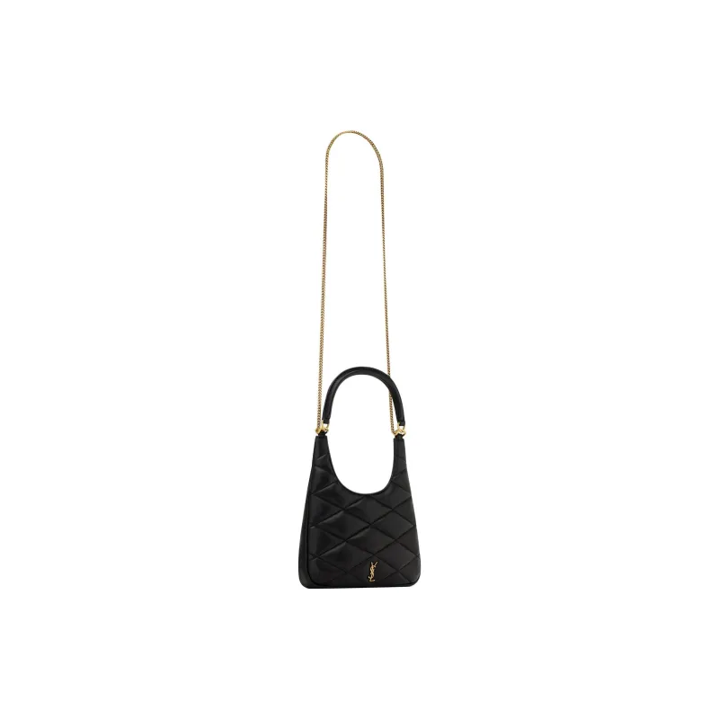 SAINT LAURENT Sade Series Sheepskin Hobo Bag Portable Crossbody Bag Shoulder Bag Women's Black-3
