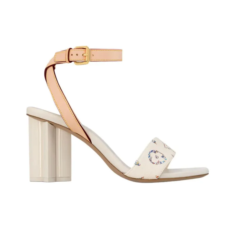 LOUIS VUITTON Silhouette Strap Sandals 8cm Women's Beige Apricot-1