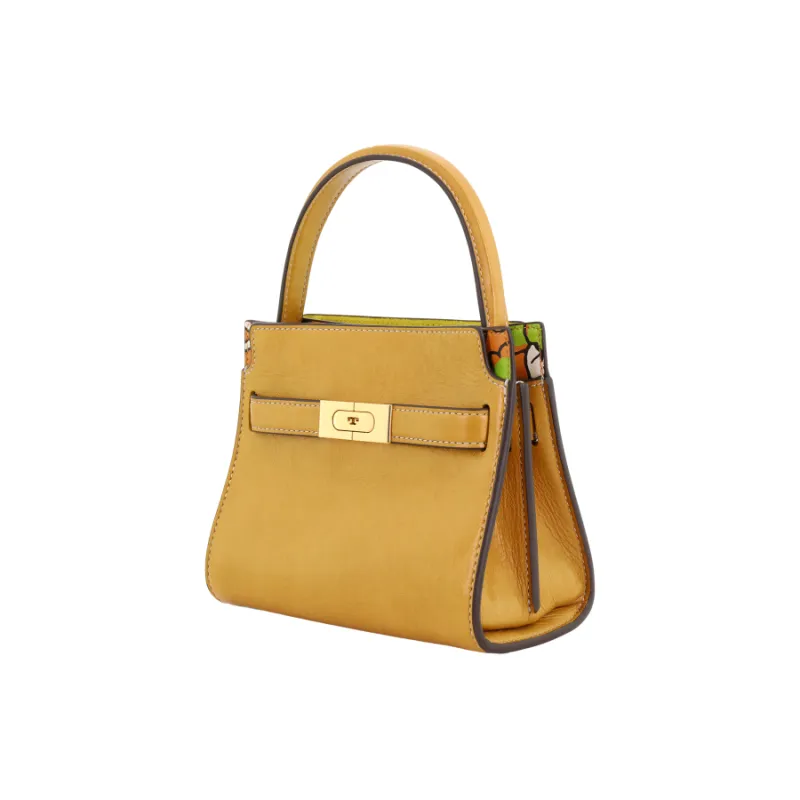 TORY BURCH Lee Radziwill Leather Shoulder Bag, Crossbody Bag Trumpets Women's Yellow-3