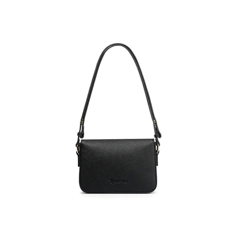 TUCANO Cow Leather With Synthetic Leather Shoulder Bag, Crossbody Bag Women's Classic Black-2