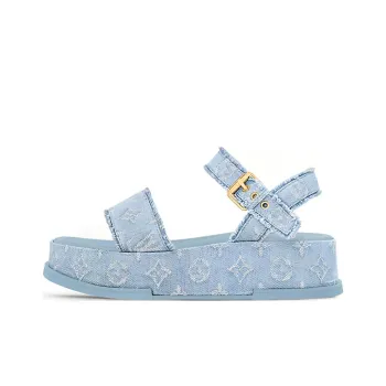 LOUIS VUITTON MAYA FLATFORM Strap Sandals 5cm Women's Light Blue