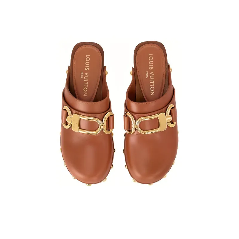 LOUIS VUITTON Cottage Rubber Sole Abrasion-Resistant Wrap-toe Slippers Women's Brown-3