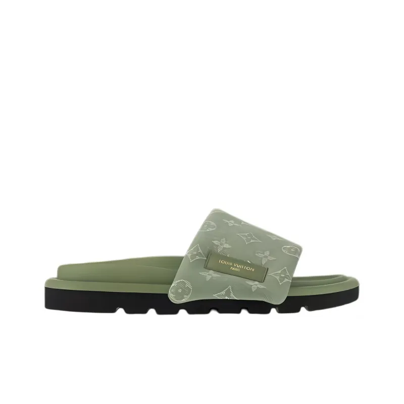 LOUIS VUITTON Pool Pillow Comfort Slide Slippers Women's Green-1