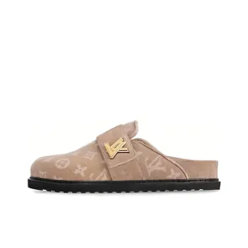 LOUIS VUITTON Rubber Sole Abrasion Resistant Closed Toe Slippers Women's Light Umber