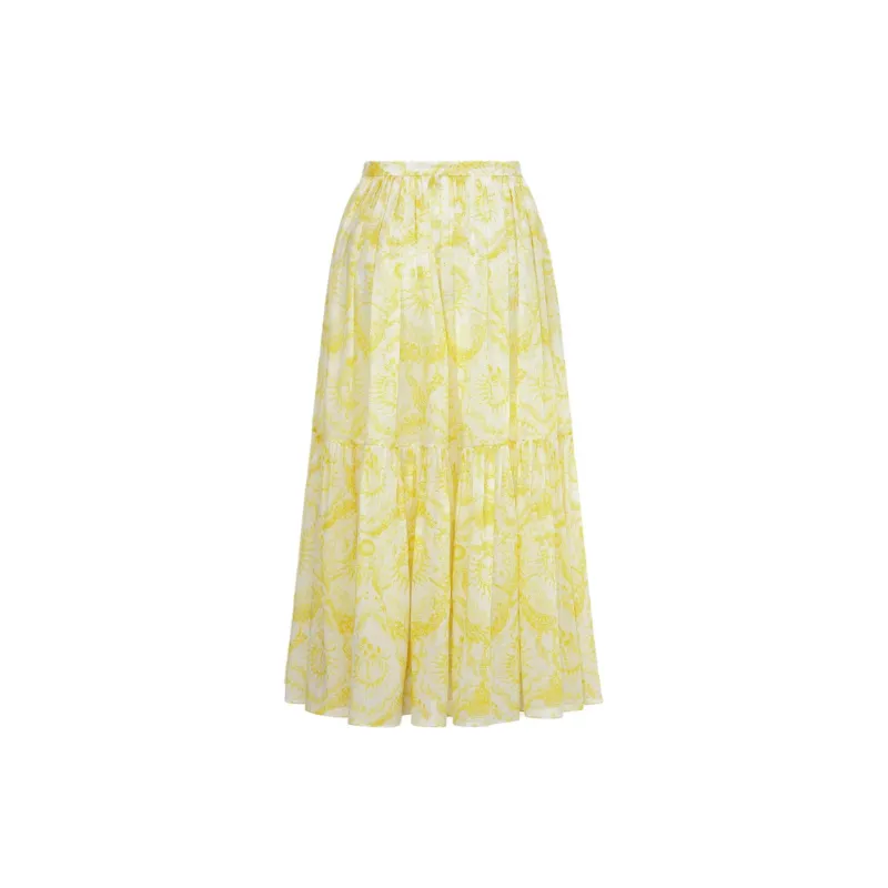 DIOR Dioriviera Mid Length Skirt Casual Long Skirt Women's Yellow-1