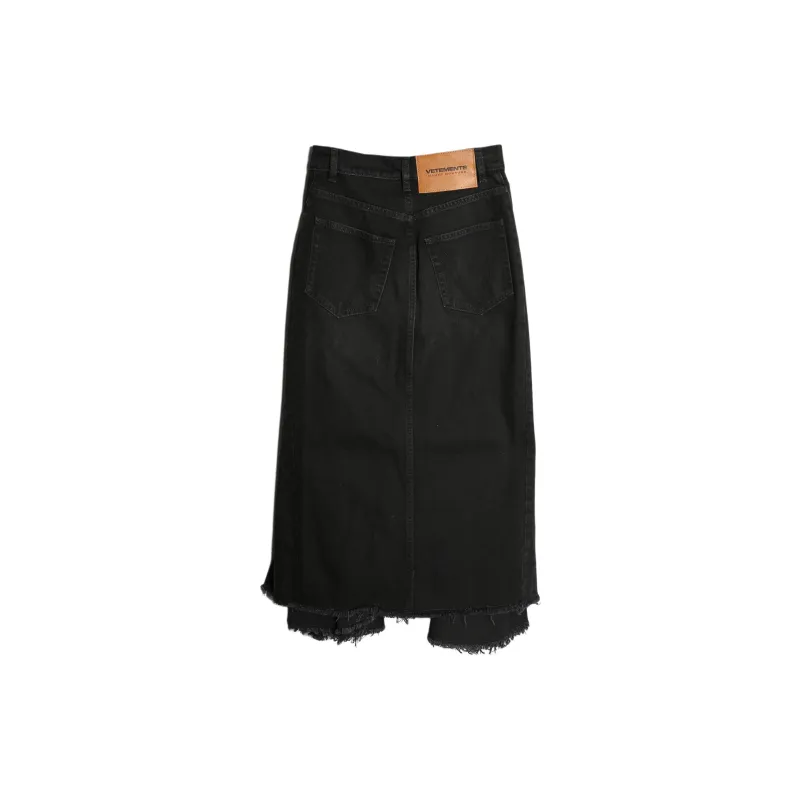 Vetements Denim Midi Skirt Black-1