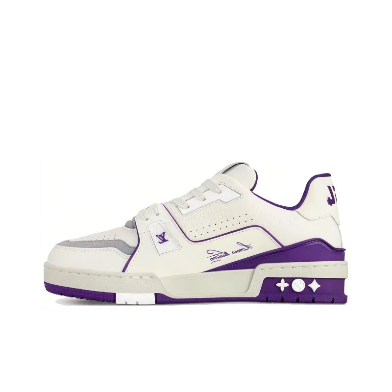 LOUIS VUITTON Trainer Low Top Skateboard Shoes Women's Purple White-0