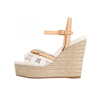 LOUIS VUITTON Helios Strap Sandals 8cm Women's Beige Apricot