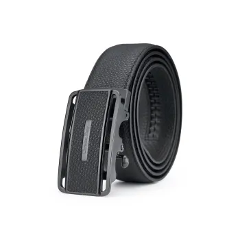 Chrisdien Deny Business Casual Belt Stainless Steel Automatic Buckle Cow Leather Leather Belts Men's Black Width 3.5CM