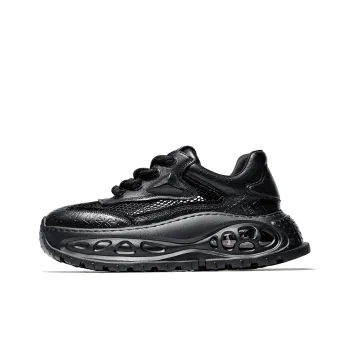 BUFFALO BOUND Anti Slip Wear Resistant Breathable Height Increasing Low Top Chunky Sneakers Men's Black