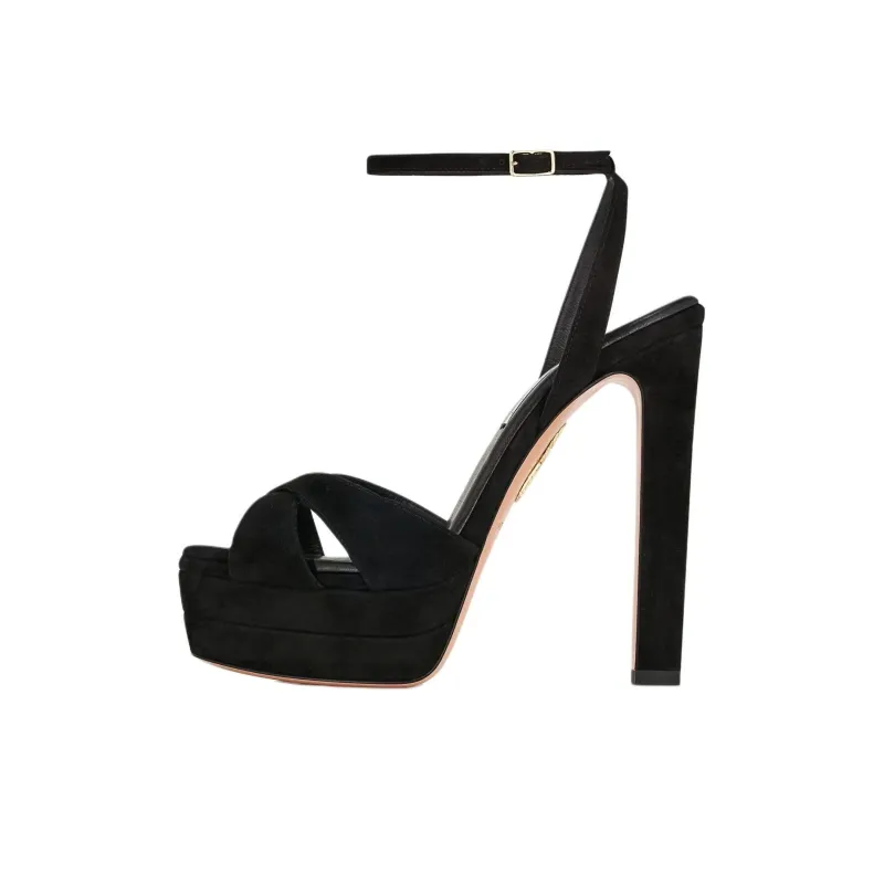 AQUAZZURA Divine Plateau Strap Sandals 13cm Women's Black-0