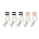 White Black Stripe 3-White with Pink Stripes 2[5 Pack]
