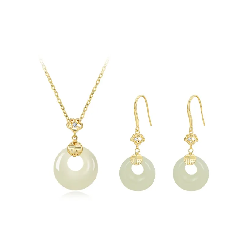 MCK Earrings Pale Greenish White Jade Women's-7