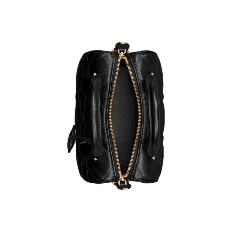 DIOR Macrocannage Calfskin Shoulder Bag Crossbody Bag Handbag Women's Black-4