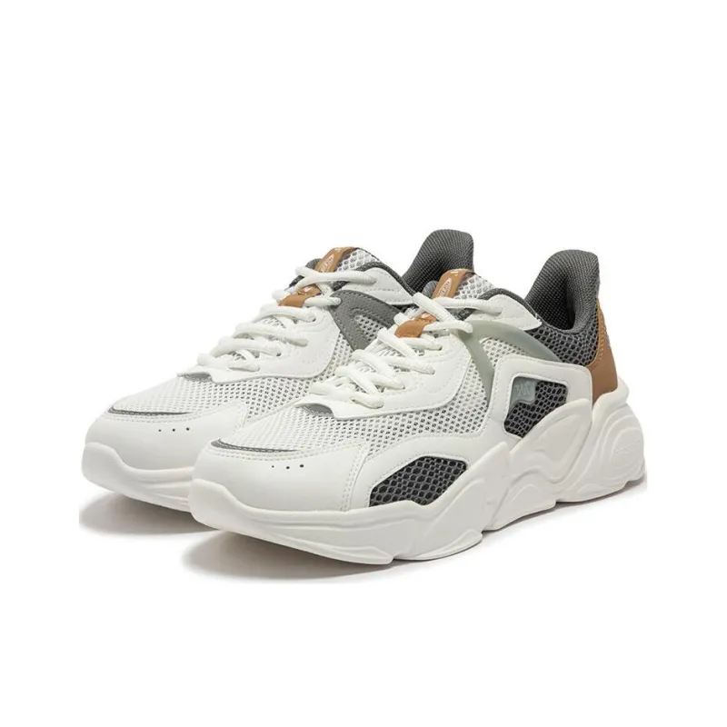 361° Wear Resistant Low Top Chunky Sneakers Men's White Gray Brown-2
