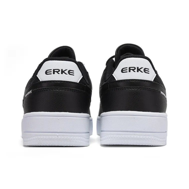 Erke Abrasion Resistant Low Top Skateboard Shoes Men's Jet Black Erke White-4