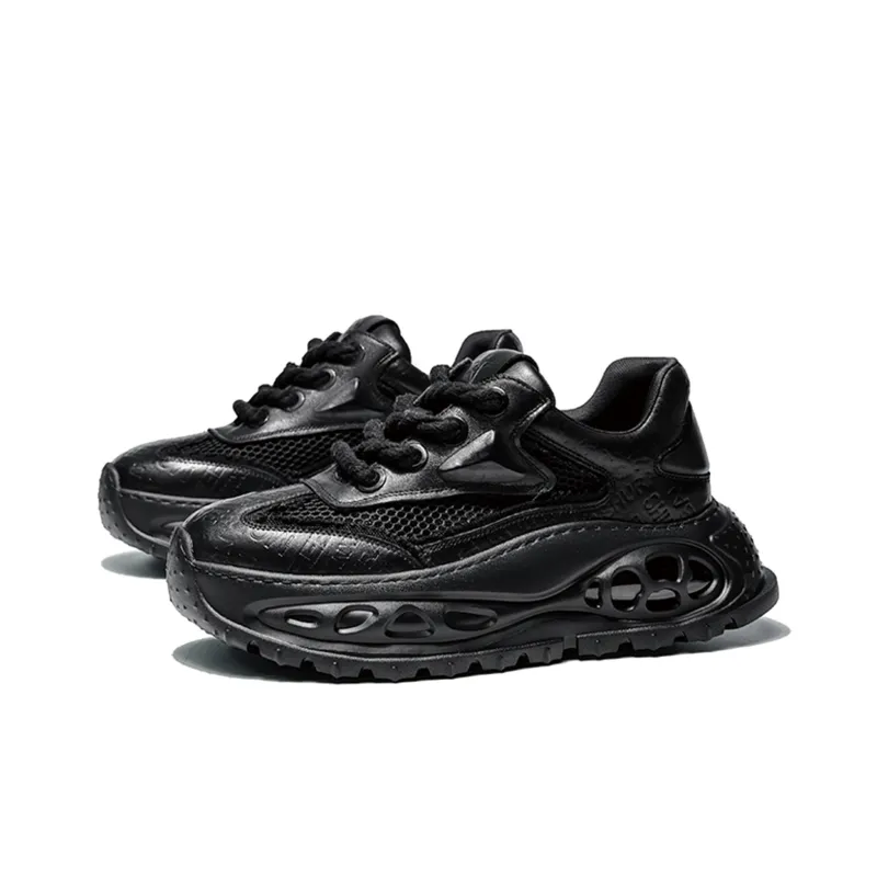 BUFFALO BOUND Anti-Slip Wear-Resistant Breathable Height Increasing Low-Top Chunky Sneakers Men's Black-1