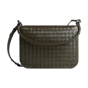 Bottega Veneta Calfskin Messenger Bag, Shoulder Bag, Crossbody Bag Men's Dark Brown