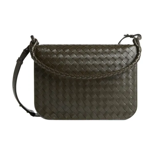 Bottega Veneta Calfskin Messenger Bag, Shoulder Bag, Crossbody Bag Men's Dark Brown