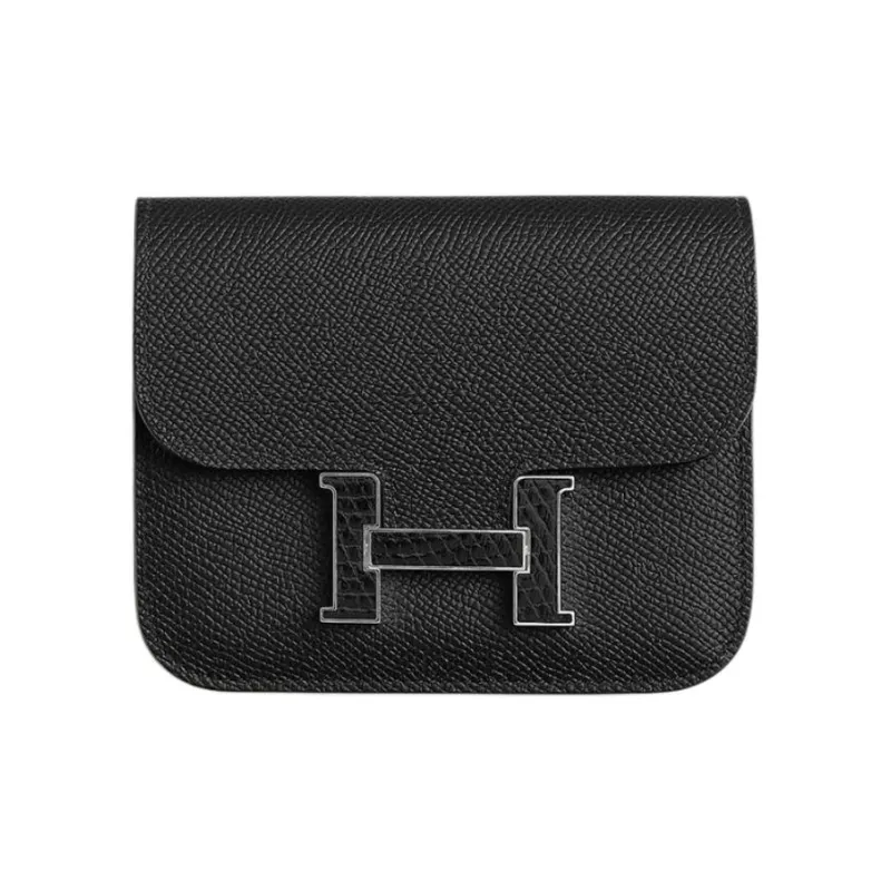 HERMES Constance Slim Epsom Calfskin Wallet Women's Black-0