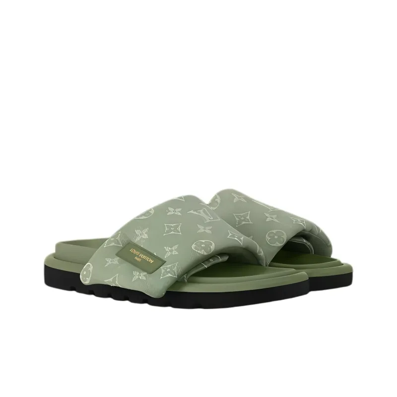 LOUIS VUITTON Pool Pillow Comfort Slide Slippers Women's Green-2
