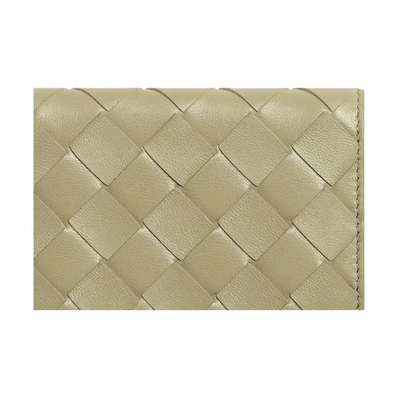 Bottega Veneta Intrecciato Calfskin Card Holder Women's Travertine & New Sauge-3