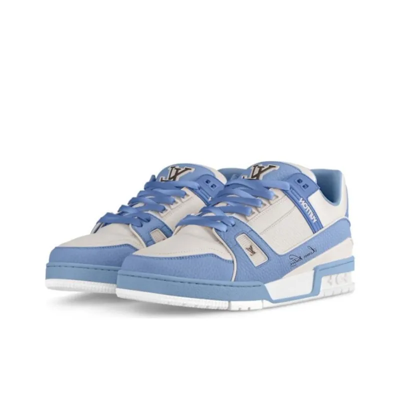 LOUIS VUITTON Trainer Low Top Skateboard Shoes Unisex Sea Blue-2