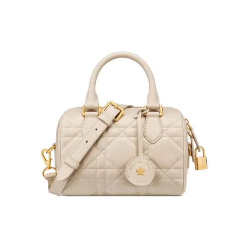 DIOR Cow Leather Crossbody Handbag Shoulder Bag Women's Ivory
