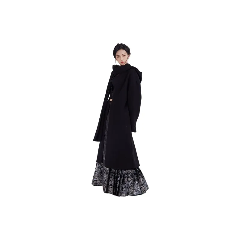 XINGHEHANGE Everyday Fall Winter Coat Women's Black-1