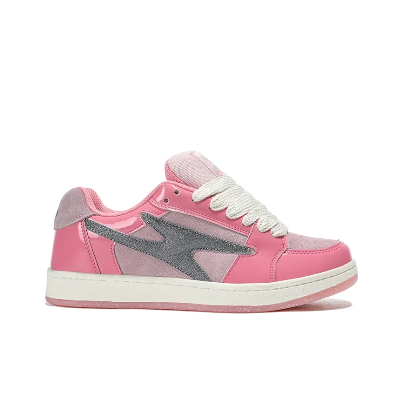HOMDOON Puffy Shoes Anti Slip Wear Resistant Low Top Skateboard Shoes Unisex Fuchsia-1