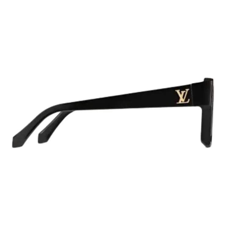 LOUIS VUITTON Acetate Metal Irregular Shape Sunglasses Men's Black/White-2