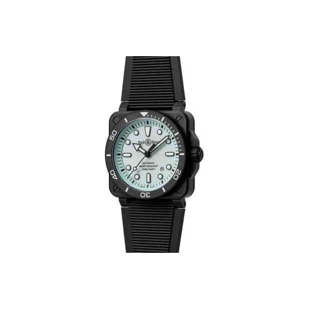 BELL & ROSS Automatic Mechanical Movement Unisex Watch 42mm Blue Dial Ceramic Watch Case Rubber Synthetic Textile Strap-4