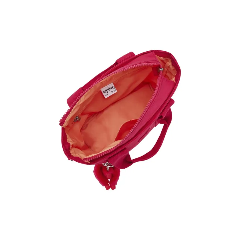 Kipling Recycled Polyamide Tote Bag, Shopping Bag, Shoulder Bag, Crossbody Bag, Handbag Small Size Women's Rose Red-3