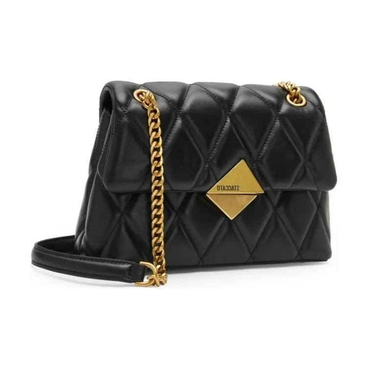 Staccato Cow Leather Shoulder Bag, Crossbody Bag Small Size Women's Elegant Black-2