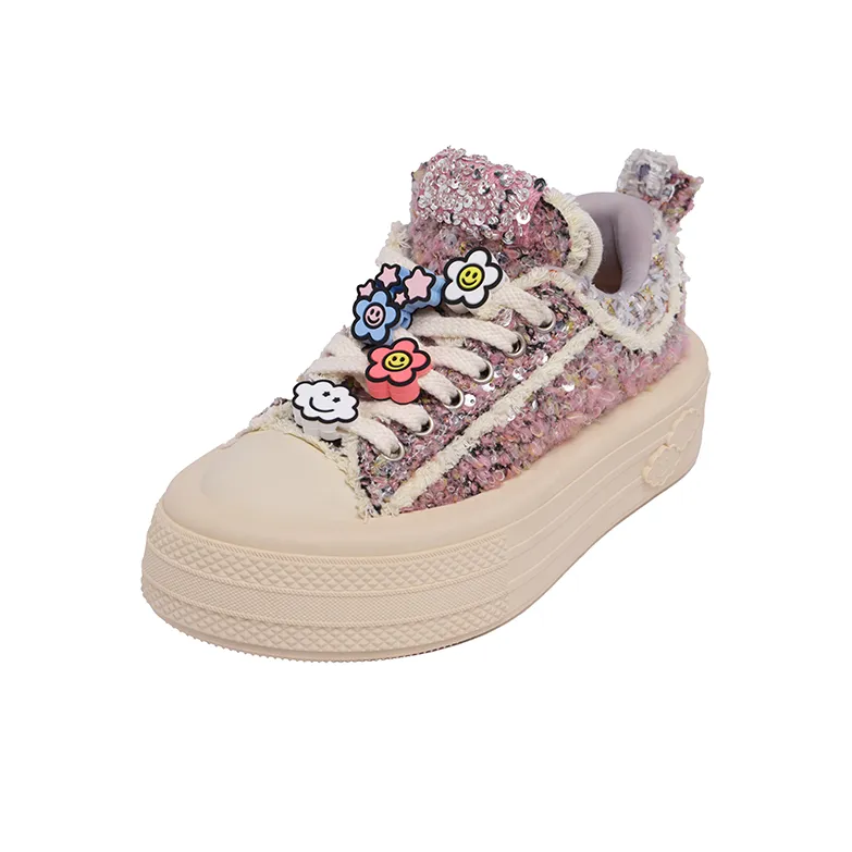 FORESHADOW DOUBLE UNI 1.0 Pale Pink And Rose Low Top Canvas Shoes Women's Rose Red-1