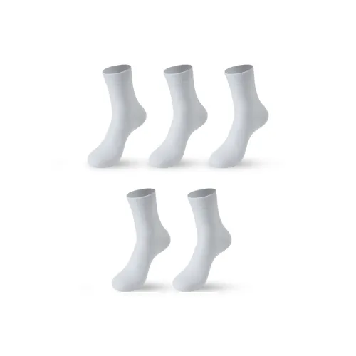 INVISIBLE Mid Calf Socks Unisex 5 Pack White