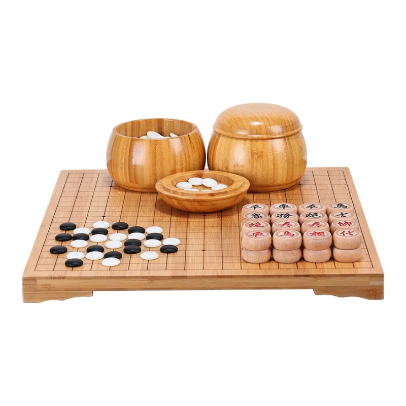 Imono Go Board Set With Yunzi Beginner Black White Five In A Row Stones Solid Wood Chess 2 in 1 Board Games-1