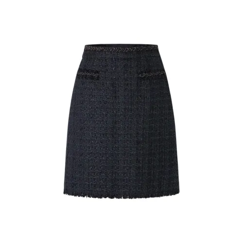 JZ. ANNAKRO Casual Short Skirts Women's Black Plaid