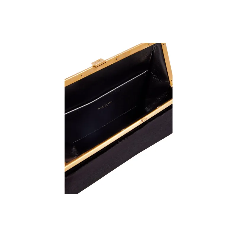 SAINT LAURENT LE ANNE-MARIE Velvet Crossbody Bag Shoulder Bag Small Size Women's Black-3