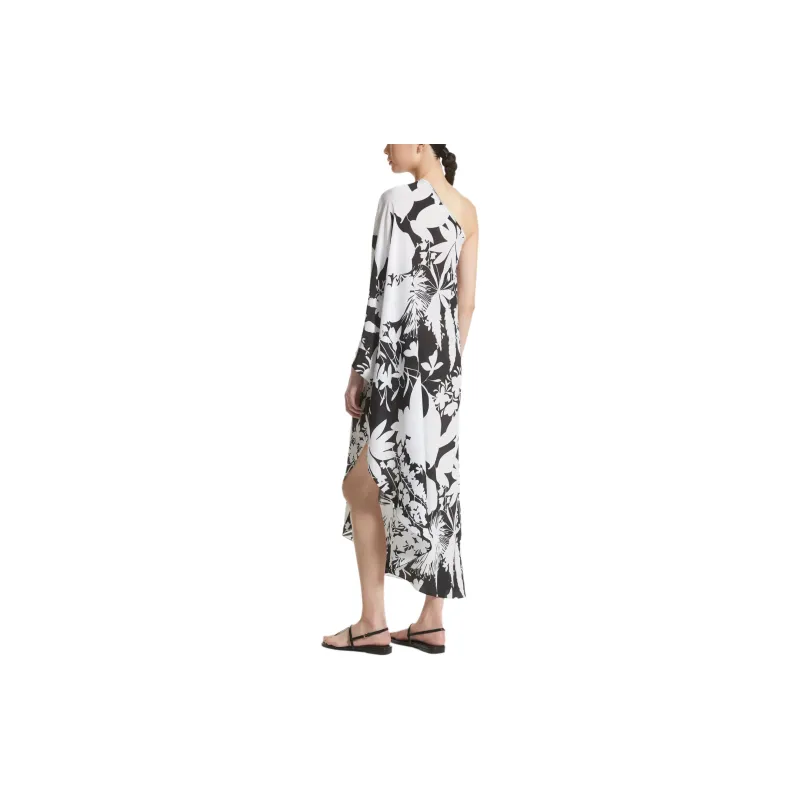 MICHAEL KORS Shadow Floral Organic Silk Crepe De Chine One-Shoulder Caftan-1