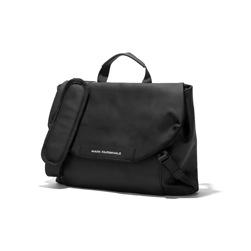 FAIRWHALE PU Messenger Bag Versatile Crossbody Handbag Large Size Men's Black-2