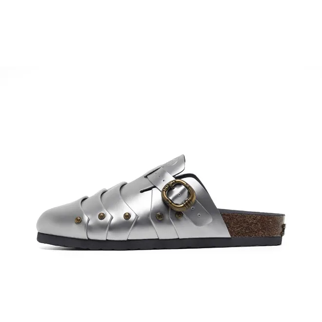 PCCVISION x BBIMP Abrasion Resistant Closed Toe Slippers, Birkenstock Shoes Unisex Silver-0