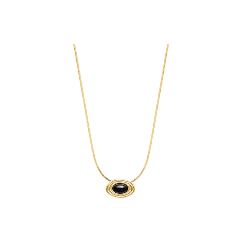 NEVERFAR Black Agate Necklaces Unisex-0