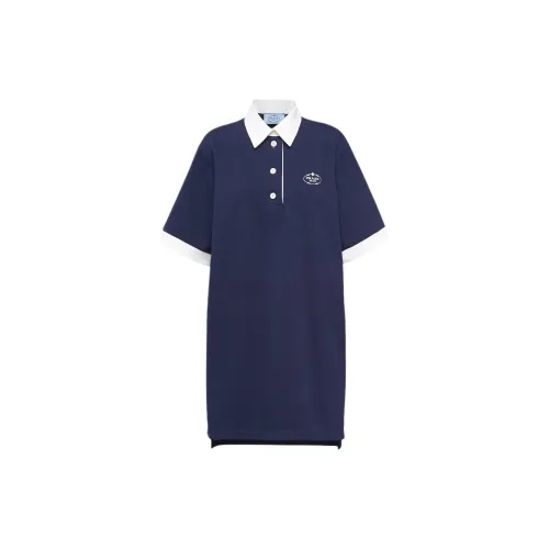 PRADA Short Sleeved Dresses Women's Blue