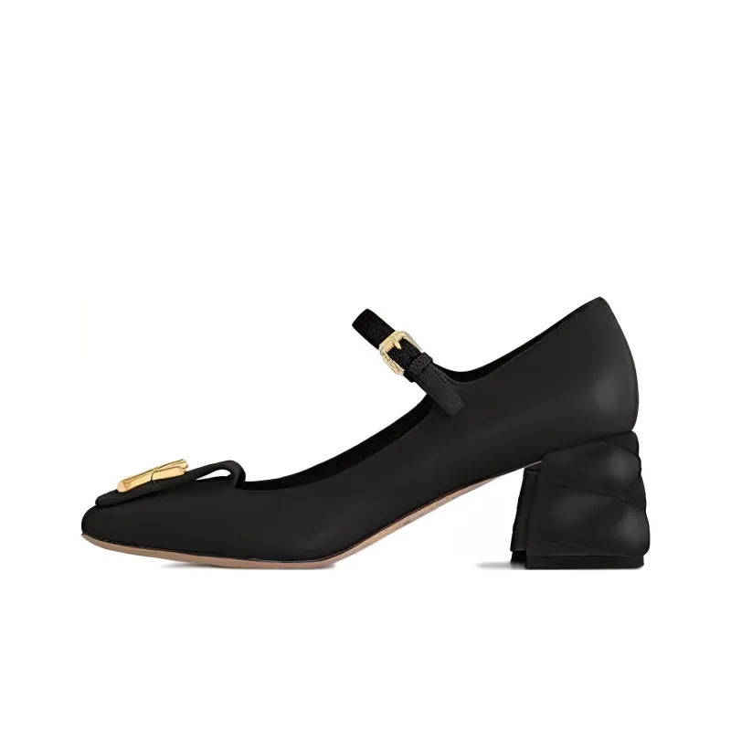 LOUIS VUITTON Shake Chunky Heel Mary Jane Shoes 5.5cm Women's Black-0