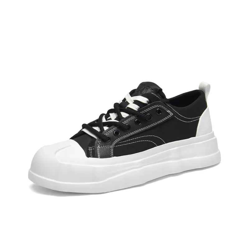 Cabbeen Preppy Big Head Platform Wear-Resistant Slip-Resistant Low-Top Skateboard Shoes Men's Black-1