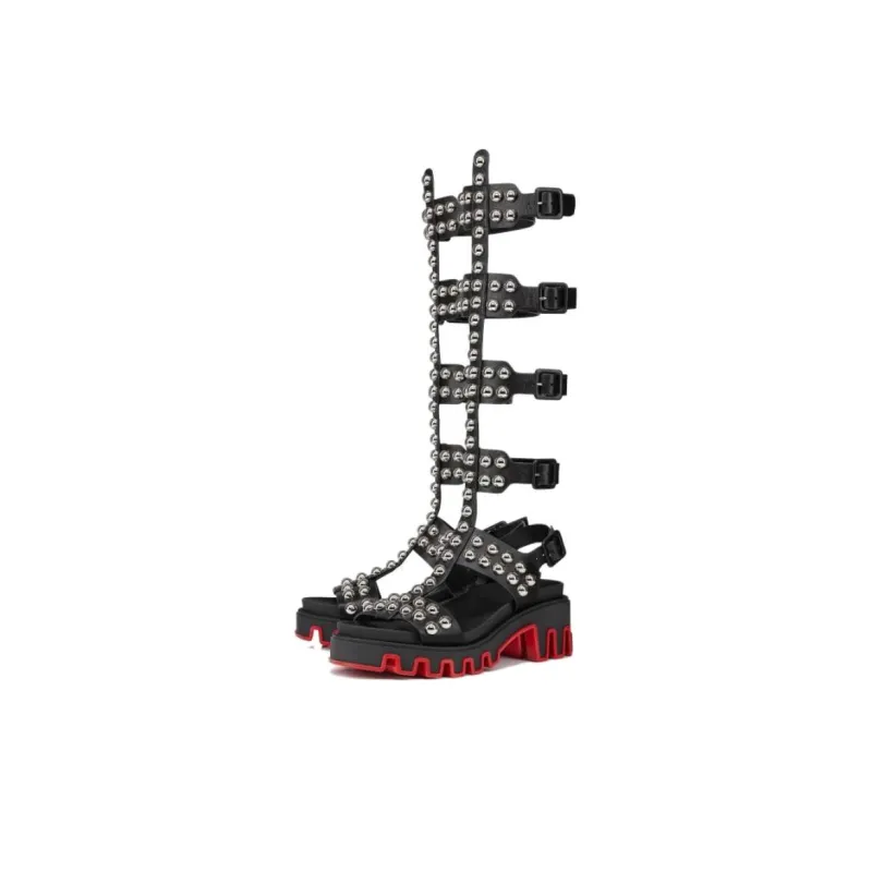 CL LUBOTING Gladiadune Roman Sandals Women's Black-2